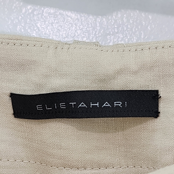 Elie Tahari Women's Plus Jillie Linen Blend Flare Pants Sandpiper - 14 - Picture 3 of 7